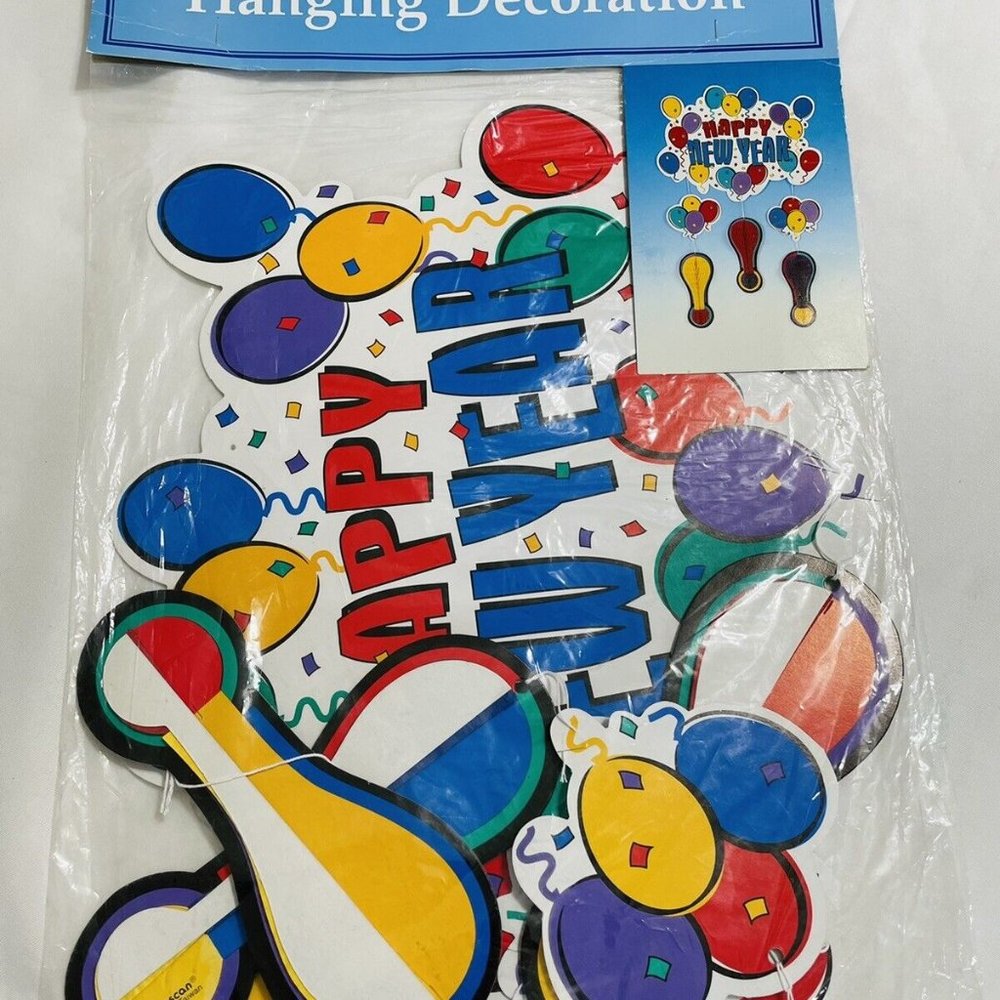 Die Cut Honeycomb NEW YEARS Hanging Decorations 24” In Package Retro Amscan